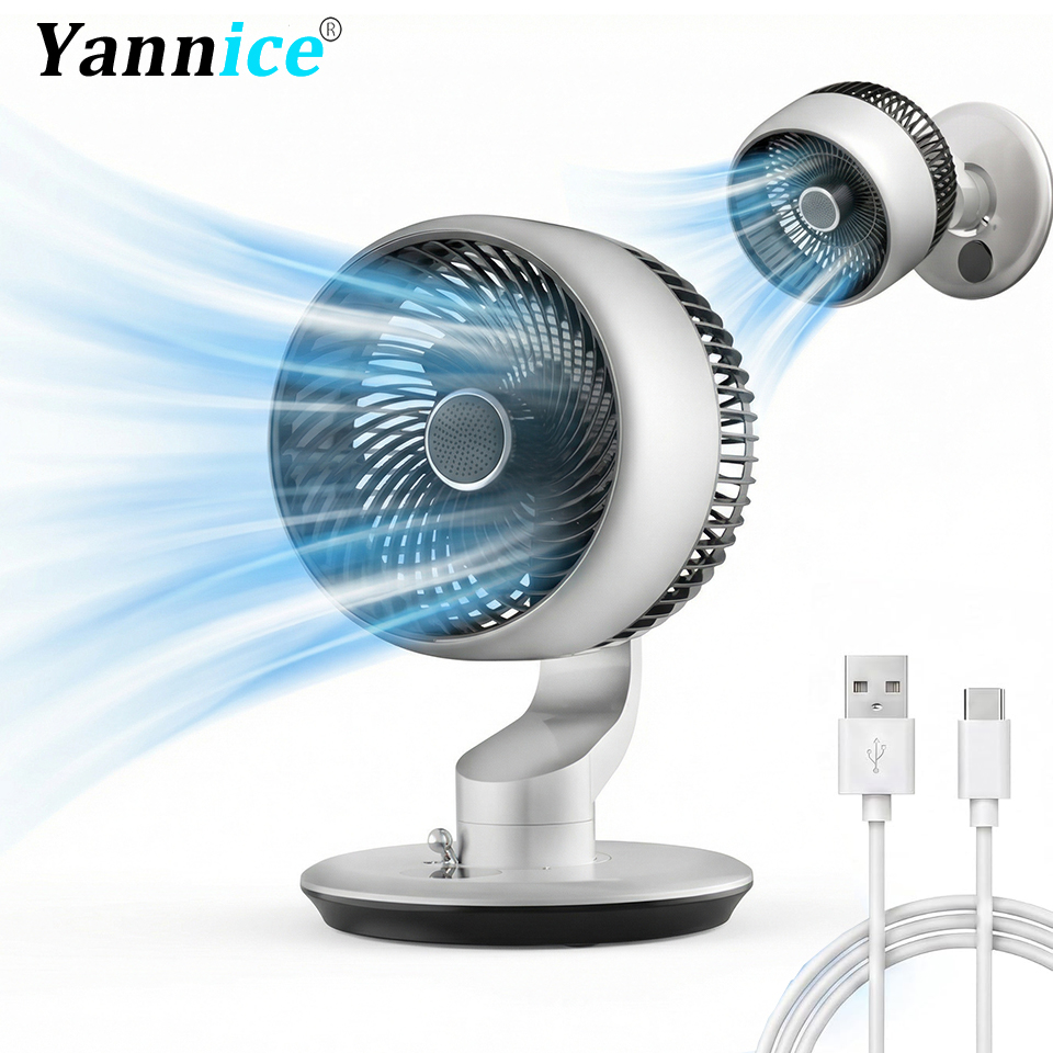 Usb Desk Fan - Wentylator biurkowy USB 7800mAh, 5 prędkości,