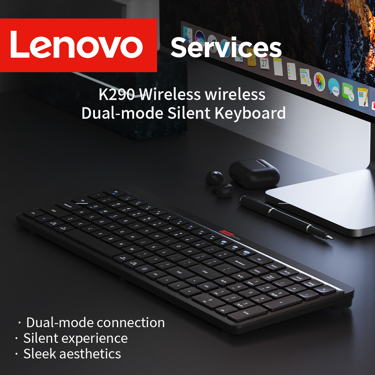 Home Office Uk Number - Klawiatura bezprzewodowa Lenovo z podwójnym trybem
